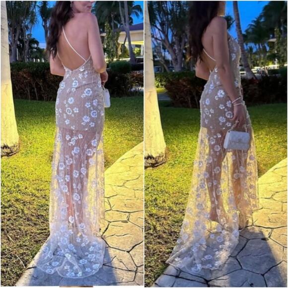 Elliatt Floral Embroidered Wedding Dress - Cream and White - Picture 14 of 14